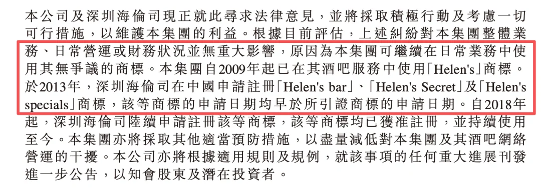 海伦司公告与商标终审结果相关图片