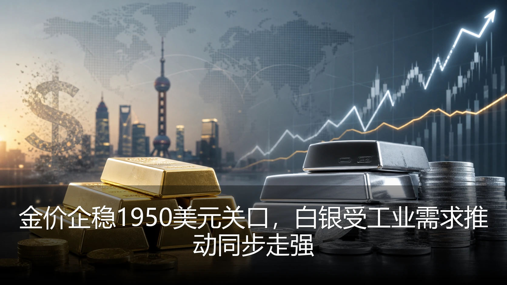 金价企稳1950美元关口，白银受工业需求推动同步走强