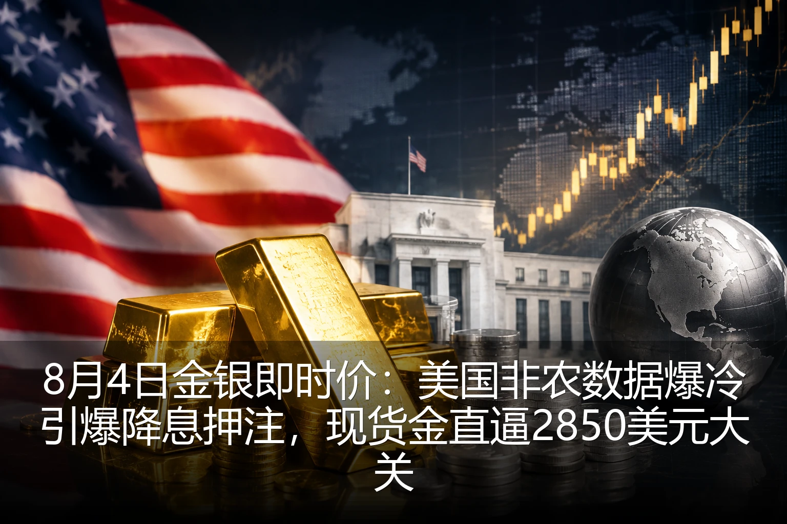 8月4日金银即时价：美国非农数据爆冷引爆降息押注，现货金直逼2850美元大关