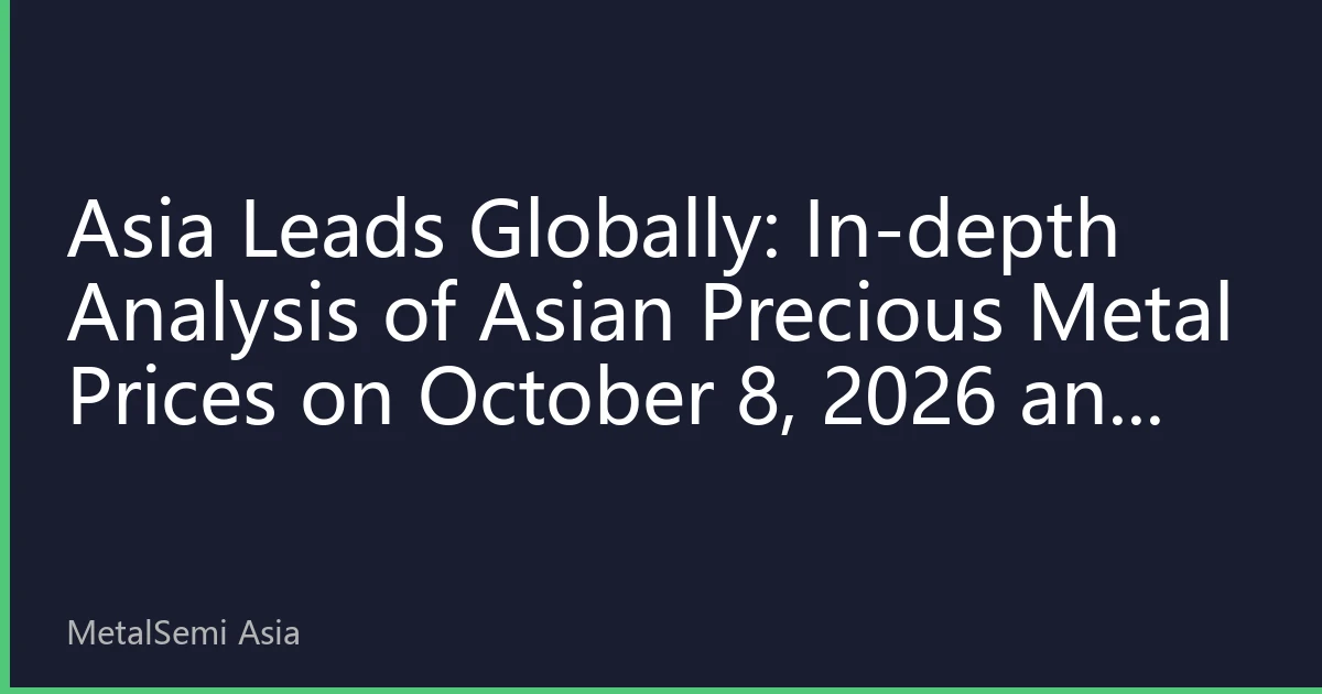 Asia Leads Globally: In-depth Analysis of Asian Precious Metal Prices on October 8, 2026 and Investment Strategies